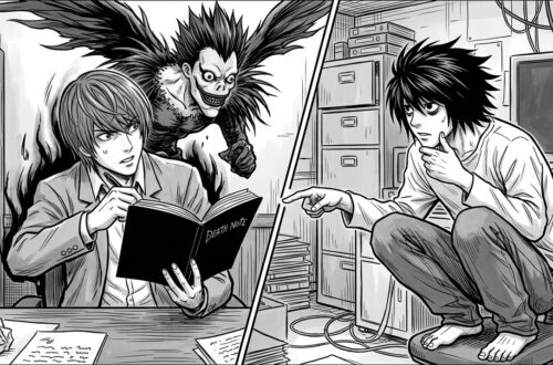 Czarno biała ilustracja do death note